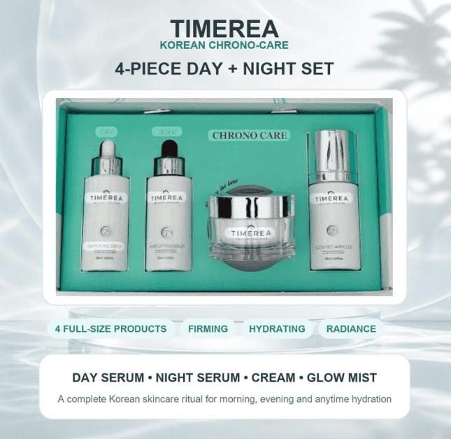 TIMEREA Full Day & Night Care Set | 4-Piece Korean Skincare Routine